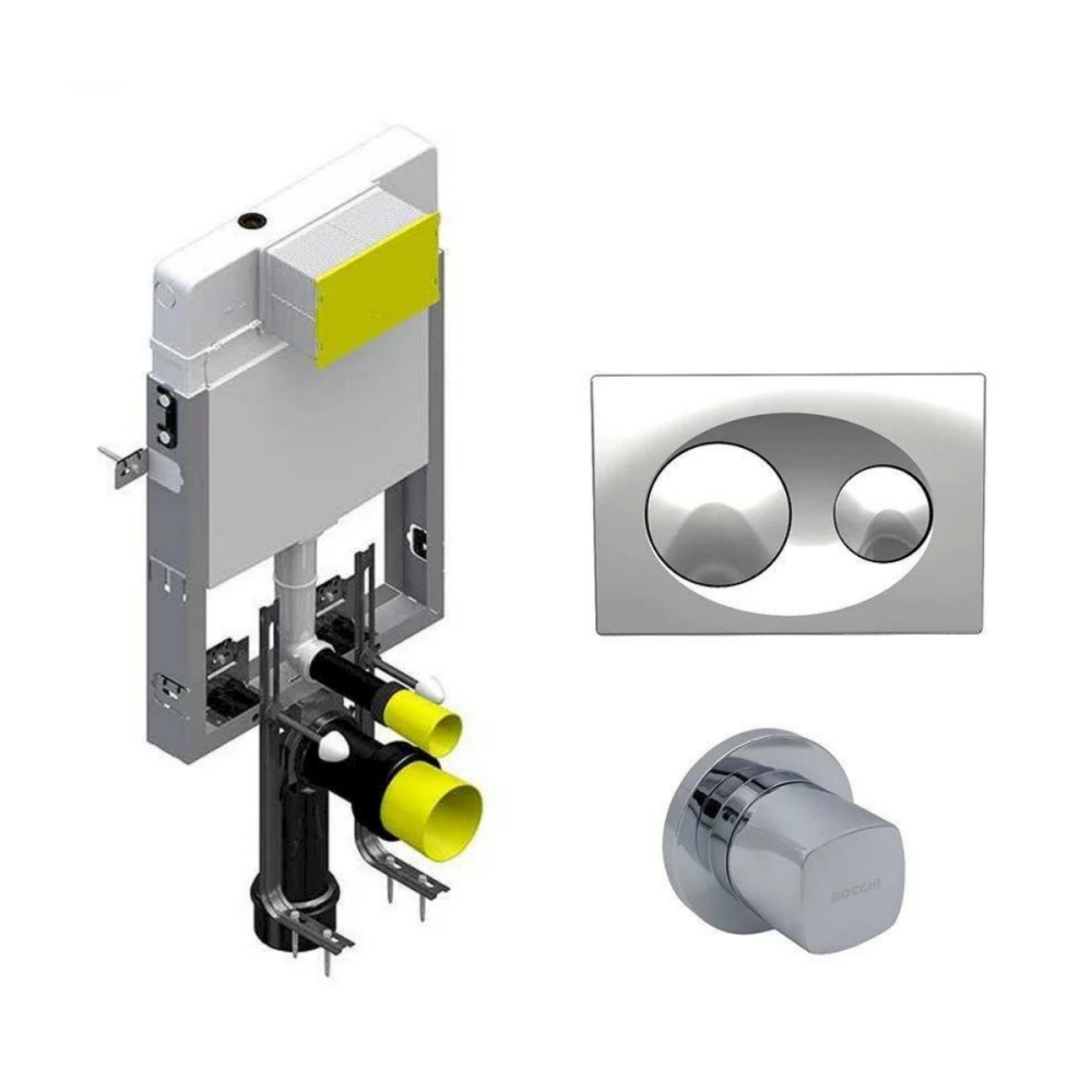 8000-10001Bocchi Asma Klozetler İçin Gömme Rezervuar Seti 8,5 cm, Krom