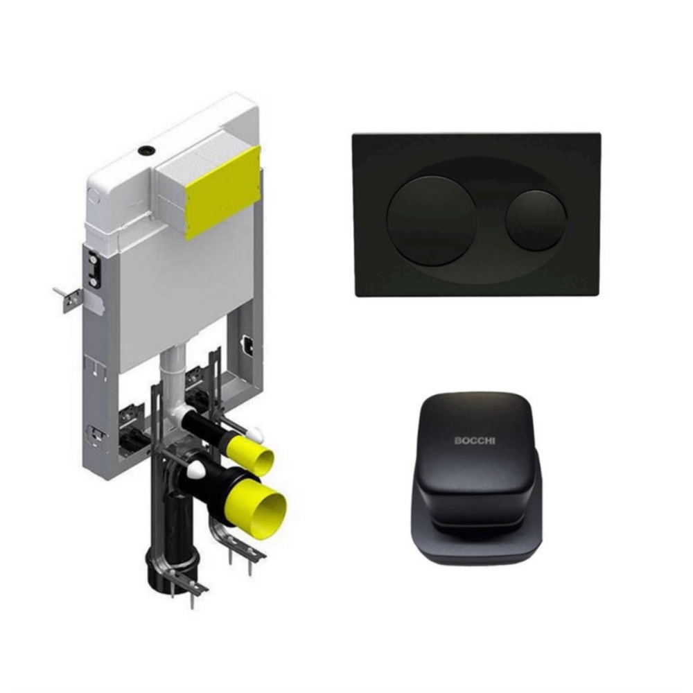8000-10002 Bocchi Asma Klozetler İçin Gömme Rezervuar Seti 8,5 cm, Siyah