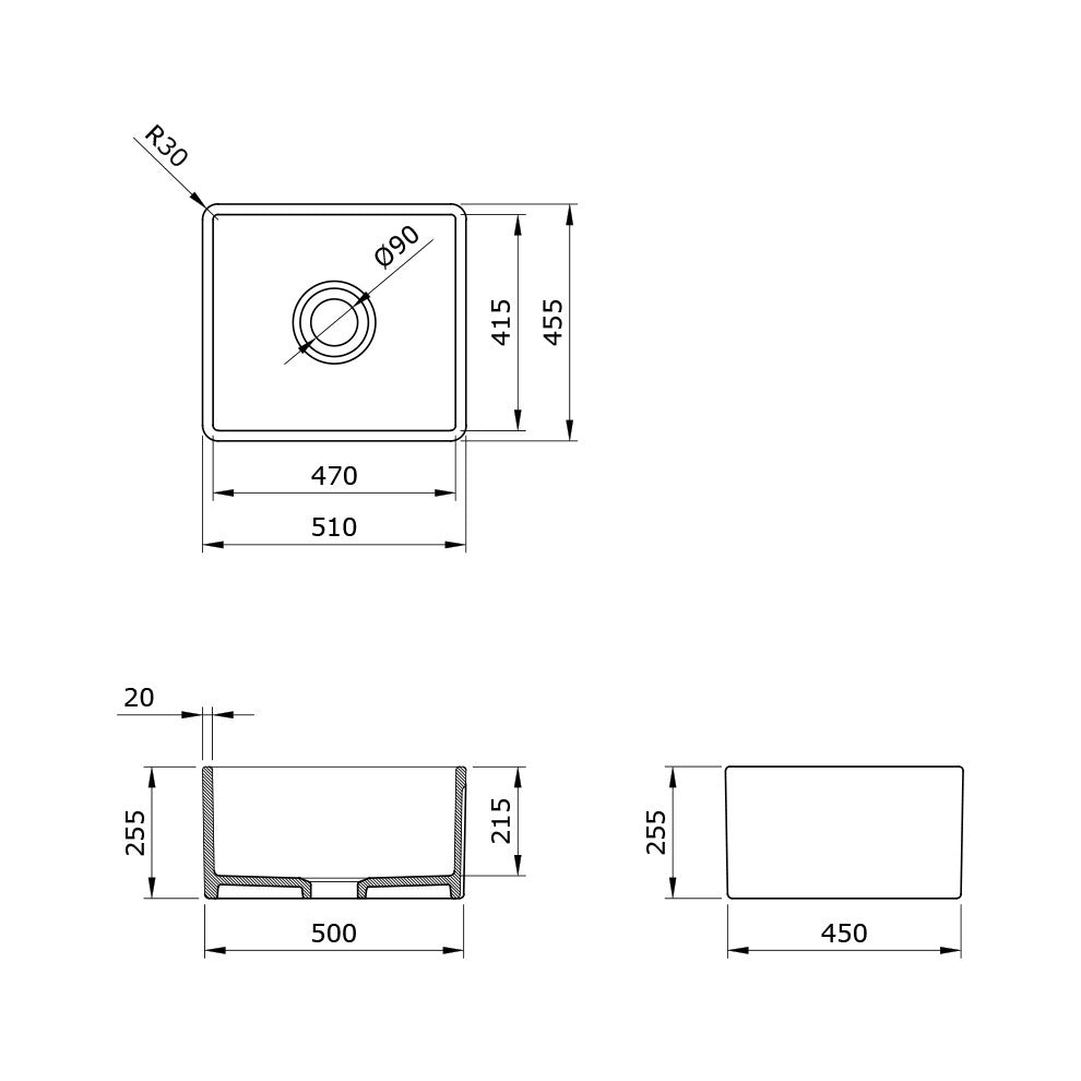 Bocchiİ Lavello Mutfak Eviyesi 50 cm Parlak Beyaz