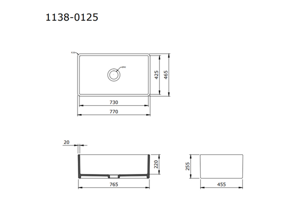 Bocchi Lavello 76 cm Mutfak Eviyesi Parlak Beyaz