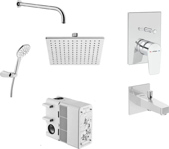Artema Flow Square Ankastre Banyo Seti, Parlak Krom A49305