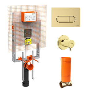 Vitra Gömme Rezervuar Seti (Gömme Rezervuar + Stop Valf + Soft Altın Panel)